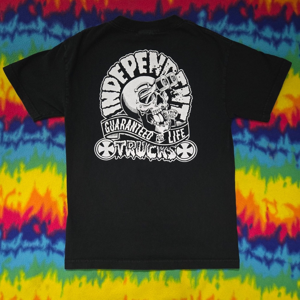 NHS Independent Trucks Skull Graphic T-Shirt Black Small Skateboarding Tee